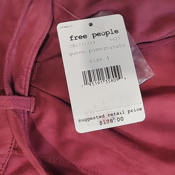 Free PEOPLE Pants Nightfall Vegan Suede High Rise Paperbag Waist Trousers NEW! - Picture 7 of 7